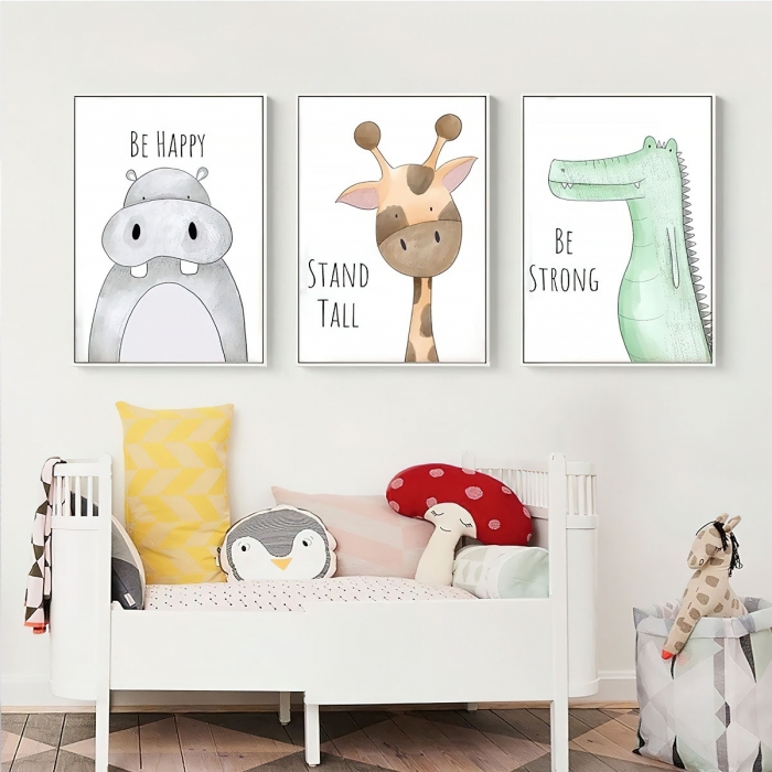 Lámina decorativa infantil con animales y frases motivadoras
