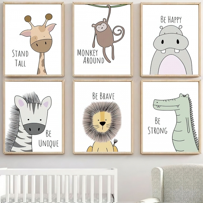 Lámina decorativa infantil con animales y frases motivadoras