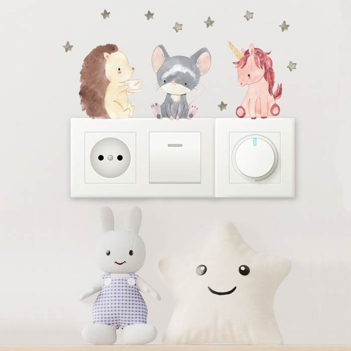 Vinilos para interruptor con animales bebe