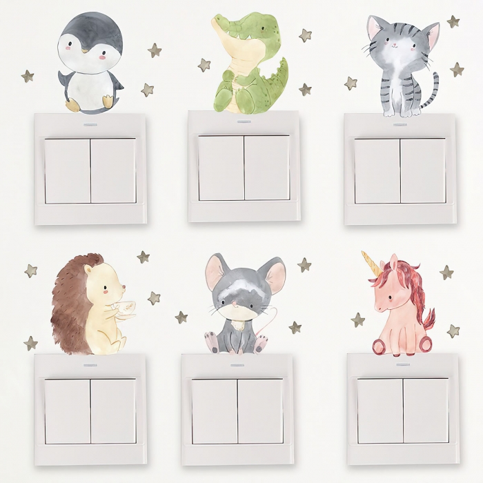 stickers decoracion interruptores con dibujos de animales