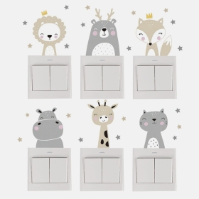 stickers decoracion interruptores con dibujos de animales