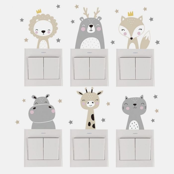 stickers decoracion interruptores con dibujos de animales
