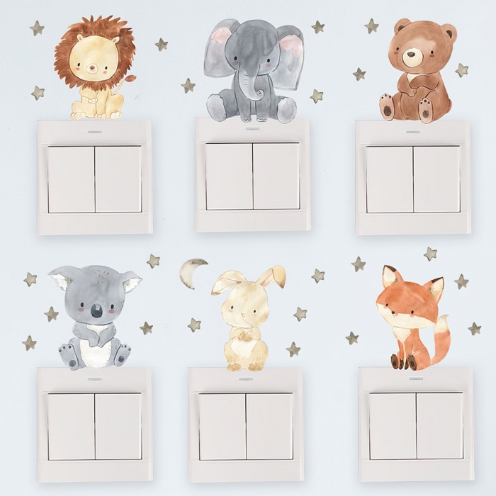stickers decoracion interruptores con dibujos de animales
