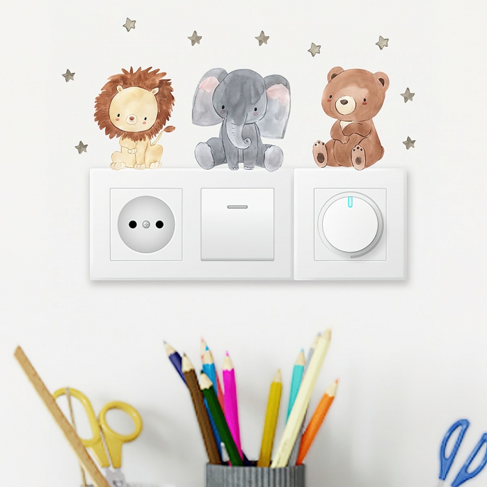 stickers decoracion interruptores con dibujos de animales