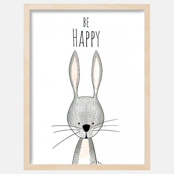 Lámina decorativa infantil Conejo - Be Happy