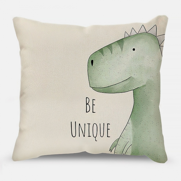 funda cojin dibujo dinosaurio frase be unique