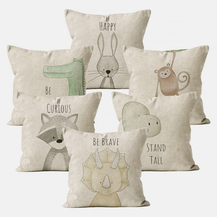 funda cojin dibujos animales frases motivadoras