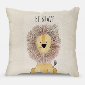 funda cojin dibujo leon frase be brave